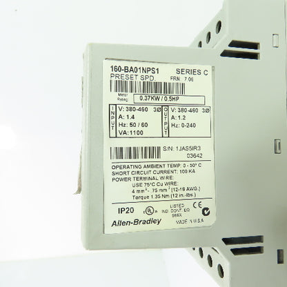 Allen-Bradley 160-BA01NPS1 0.5HP VFD Speed Drive 3Ph 380-460V IP20 Ser C
