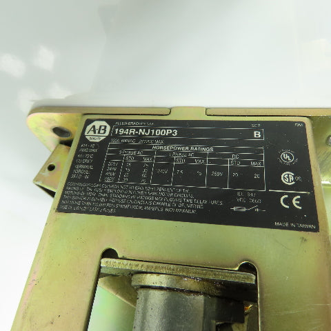 Allen-Bradley 194R-NJ100P3 100A 3-Pole Fusible Safety Disconnect Switch 600VAC