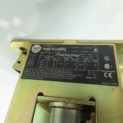 Allen-Bradley 194R-NJ100P3 100A 3-Pole Fusible Safety Disconnect Switch 600VAC
