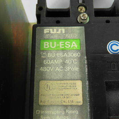 Fuji Electric BU-ESA3060 60A 3-Pole Circuit Breaker 480VAC