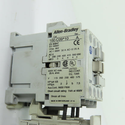 Allen-Bradley 100-C09*10 Contactor 120VAC W/ 193-EA1DB Overload Relay 1.0-2.9A
