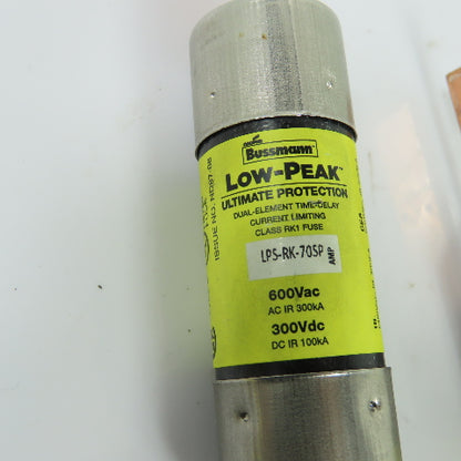 Bussmann LPS-RK-70SP 70A Dual-Element Time-Delay Fuse 600VAC 300VDC Lot/3