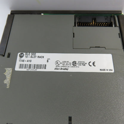 Allen-Bradley 1746-A10 SLC 500 10-Slot Rack W/ 1746-P2 Power Supply & (4) IB16