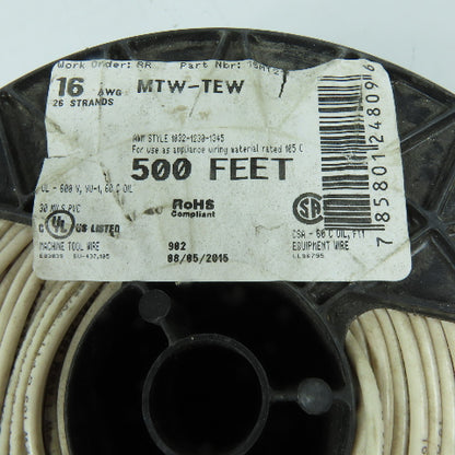 16 AWG 600V MTW Machine Tool Wire White 485'