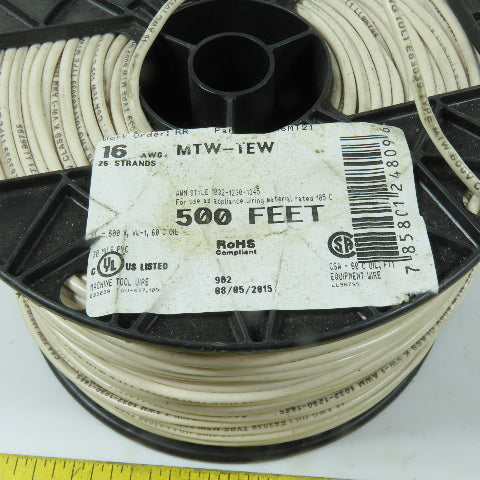 16 AWG 600V MTW Machine Tool Wire White 490'