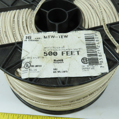 16 AWG 600V MTW Machine Tool Wire White 490'