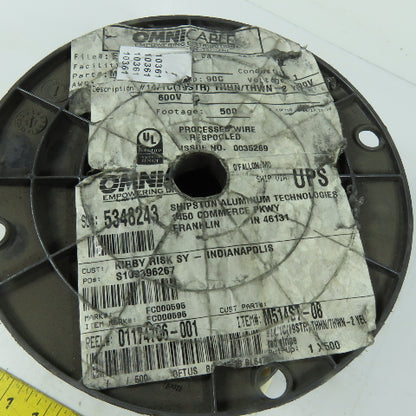 Omni M514ST-08 14 AWG 1C THHN THWN-2 Stranded Wire Yellow with Red Stripe 350'