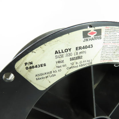 J.W. Harris 04043E6 Alloy ER4043 Aluminum MIG Welding Wire .030" 12lb Spool