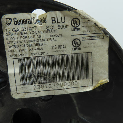 General Cable 12 AWG THHN MTW Solid Wire Blue 250'