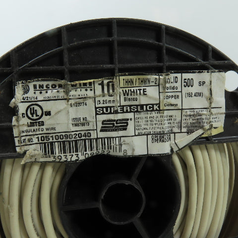 Encore 10 AWG THHN THWN-2 Solid Electrical Wire White 500'