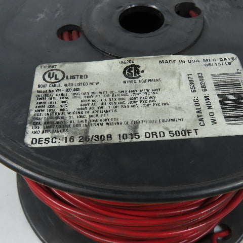 Southwire 653071 16 AWG BC-5W2 MTW 1015 Stranded Marine Boat Wire Red 400'