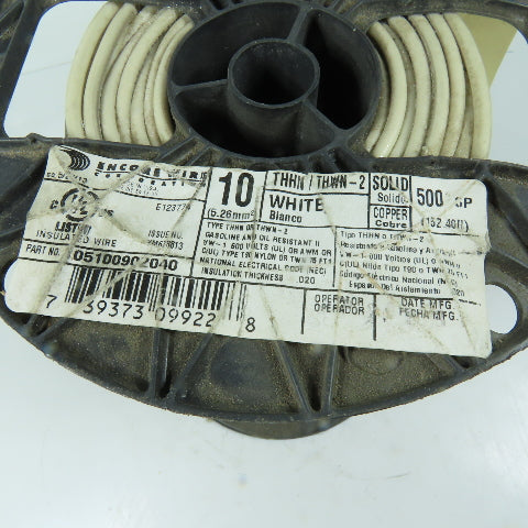 Encore Wire Corp 10 AWG THHN THWN-2 Solid Electrical Wire White 400'