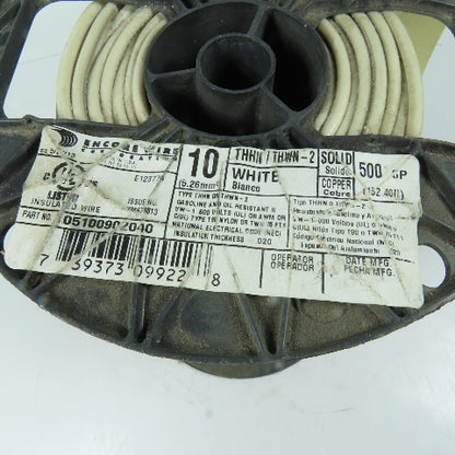 Encore Wire Corp 10 AWG THHN THWN-2 Solid Electrical Wire White 400'