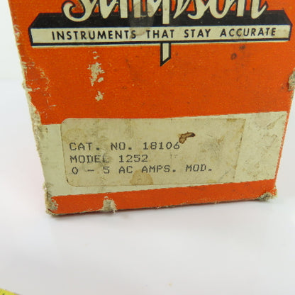 Simpson 18106 1252 0-5 AC Amperes Analog Panel Meter