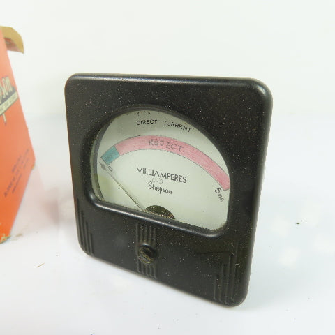 Simpson 0-5mA DC Milliamperes Analog Panel Meter