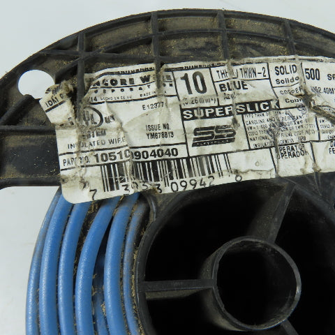 Encore Wire Corp 10AWG THHN Blue Solid Copper Electrical Wire 600V 300'