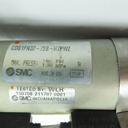 SMC CDG1FN32-25S-H7PWZ Pneumatic Air Cylinder 145 PSI 32mm Bore 25mm Stroke