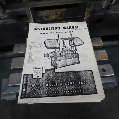W.F. Wells W-9 1Hp 115/230V 1Ph Twin Post Manual Horizontal Bandsaw