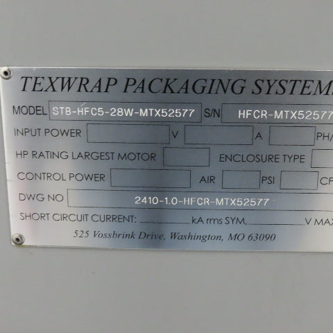 Texwrap STB-HFC5-28W-MTX52577 28" x 55" Flighted Conveyor 208-230/460V 200FPM