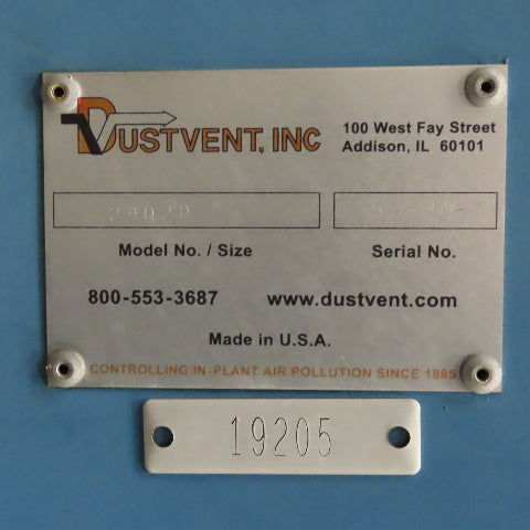 Dustvent Inc. 29Q20 20Hp 230/460V 3Ph Cyclone Dust Collector Extractor Unit