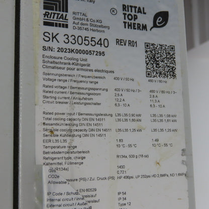Rittal SK 3305540 Top Therm Electrical Enclosure Air Conditioner 460V 3PH