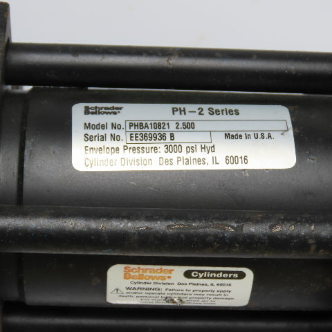 Schrader Bellows PHBA10821 Hydraulic Cylinder 2.5" Stroke 2" Bore 3000 PSI