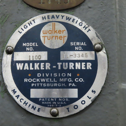 Walker Turner 1100 Variable Speed 20" Vertical Drill Press 208-230/480V 3Ph 1Hp
