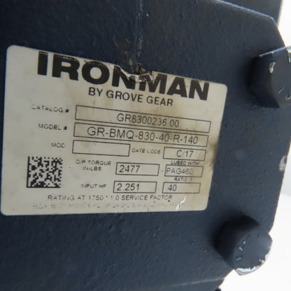 Iron Man GR8300236.00 GR-BMQ-830-40-R-140 40:1 Ratio Right Angle Gear Reducer