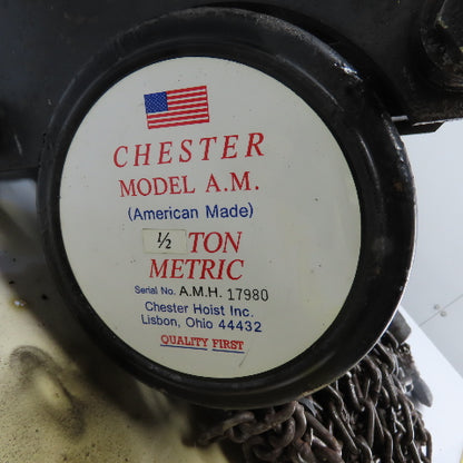Chester A.M. 1/2 Ton 1000LB Manual Chain Hoist W/ Trolley 12' Lift