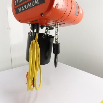 CM Lodestar Model RRS 2Ton 4000LB Electric Chain Hoist 20'Lift 16FPM 230/460 3Ph