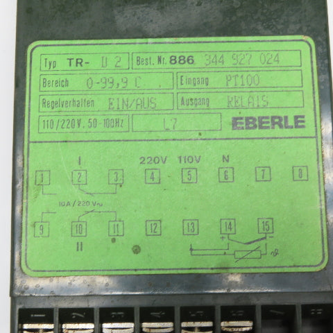 Eberle TR-D2 Temperature Controller 0-99.9C PT100 110/220V