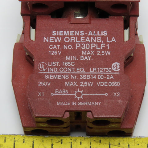 Siemens-Allis P30PLF1 White Illuminated Momentary Contact Switch