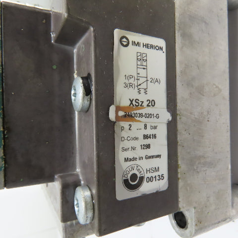 IMI Herion 2493039-0201-G XSz 20 Dual Press Safety Valve 120V 60Hz 2-8 Bar