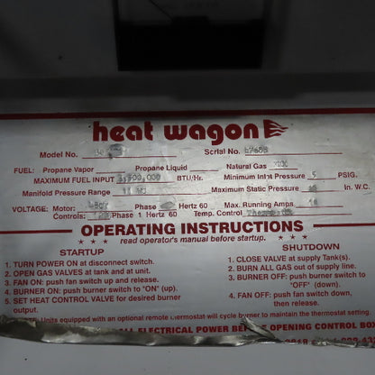 Heat Wagon 3050-3 Direct Fired Natural Gas Heater 3,500,000 BTU 480V 3Ph
