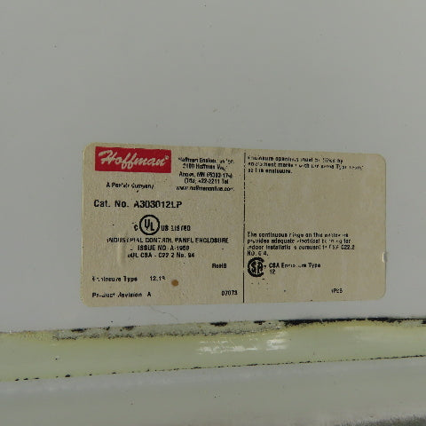 Hoffman A303012LP 30" x 30" x 12" Electrical Enclosure W/ Backplate