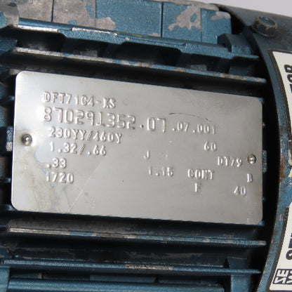 SEW-Eurodrive DFT71C4-KS 0.33HP AC Electric Motor 230V/460V 3Ph 1720RPM Tested