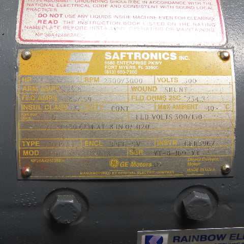 GE General Electric CD219AT 15HP DC Electric Motor 2500/3000RPM 500V