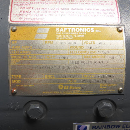 GE General Electric CD219AT 15HP DC Electric Motor 2500/3000RPM 500V
