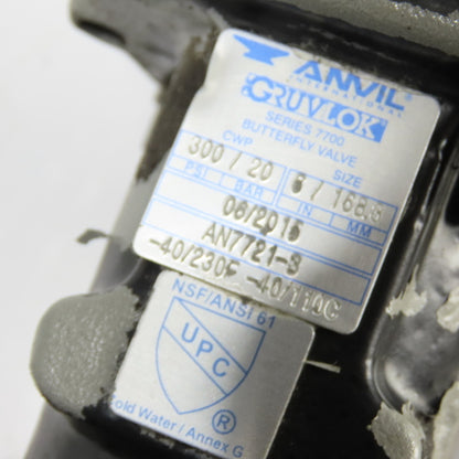 Anvil AN7721-3 Gruvlok Series 7700 Butterfly Valve 6" 168.3mm 300 PSI CWP