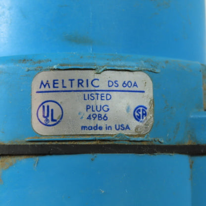 Meltric DS60A Switch Rated Inlet Male Plug 60A 480V 3Ph 20HP
