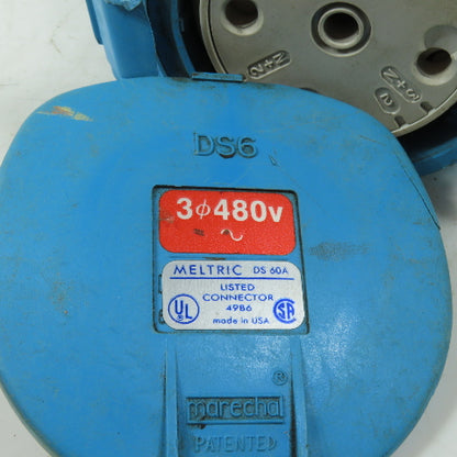 Meltric DS60A Switch Rated Inlet Female Plug 60A 480V 3Ph 20HP