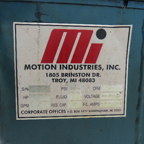 Motion Industries MI147022A 15-Gallon Hydraulic Power Unit 7.5 HP 230/460V 5GPM