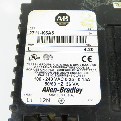 Allen-Bradley 2711-K5A5 PanelView 550 Operator Interface Ser F Rev L FRN 4.20