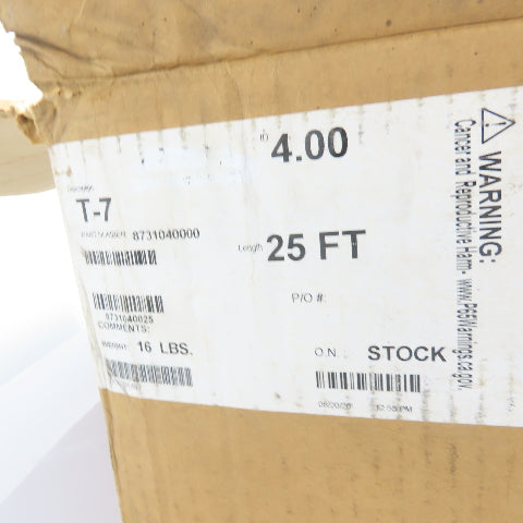 8731040000 T-7 4" Medium Weight Black Thermoplastic Rubber Hose 25'