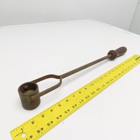 1-1/2" x 2" Antique Metal Casting Hinged Sample Dipper Wood Handle 22" OAL