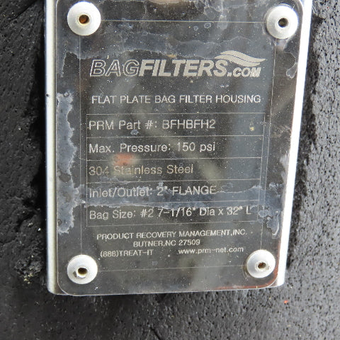 PRM BFHBFH2 7-1/16" x 32" 304 Stainless Steel Bag Filter Housing 150PSI 2"In/Out