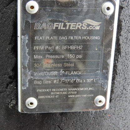 PRM BFHBFH2 7-1/16" x 32" 304 Stainless Steel Bag Filter Housing 150PSI 2"In/Out