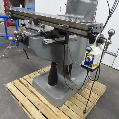 Bridgeport 9" x 48" Knee Milling Machine X-Y DRO Maxi Torque Power Draw Bar