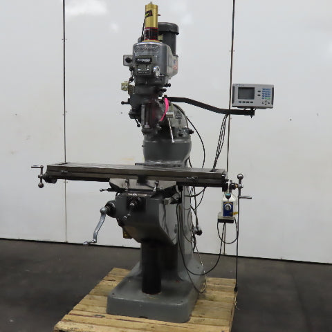 Bridgeport 9" x 48" Knee Milling Machine X-Y DRO Maxi Torque Power Draw Bar