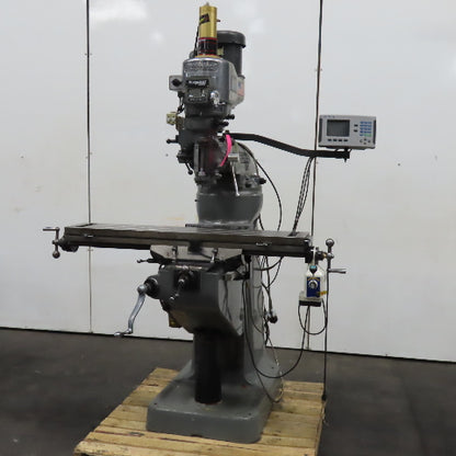 Bridgeport 9" x 48" Knee Milling Machine X-Y DRO Maxi Torque Power Draw Bar